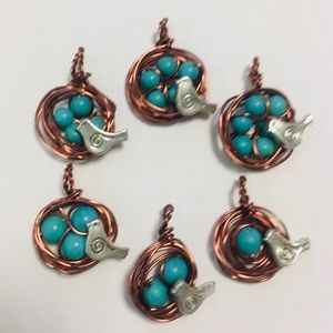 Birds Nest Turquoise Egg Pendant